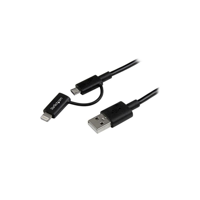 Cable 1m Lightning Micro USB a USB Negro