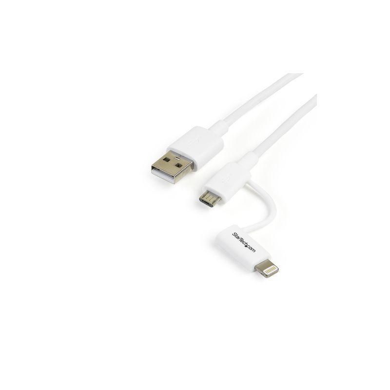 Cable 1m Lightning o Micro USB Blanco