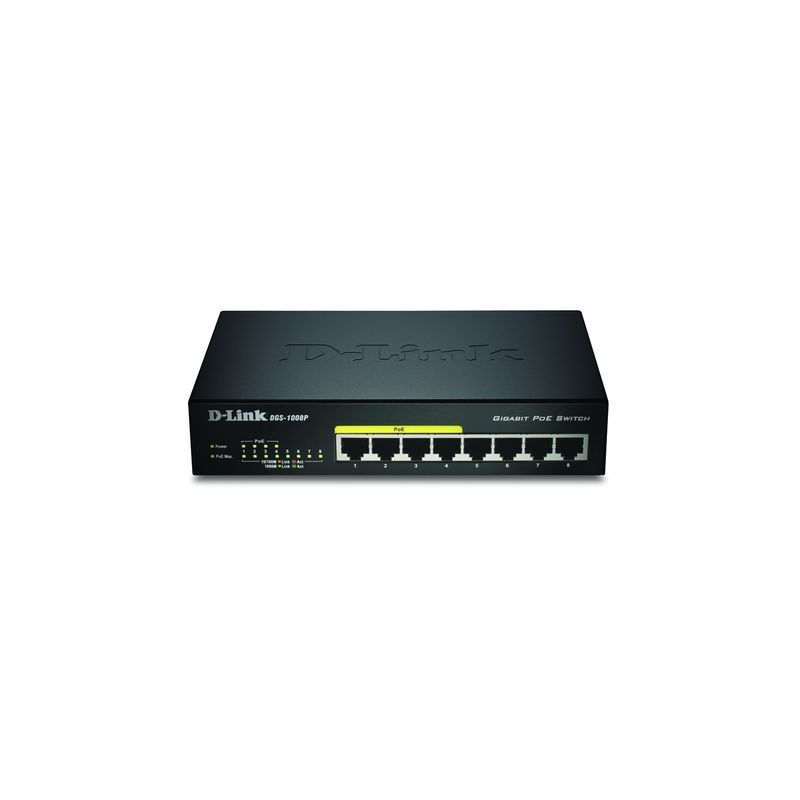 Switch DGS-1008P, No gestionable,capa 2, Gigabit Ethernet
