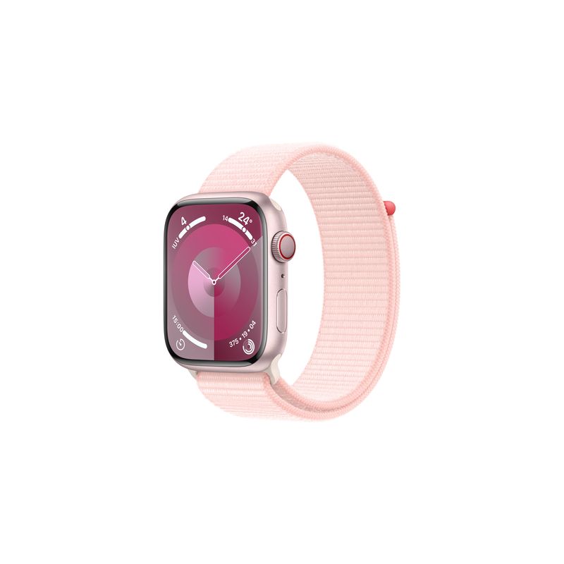 Watch Series 9 GPS + Cellular 45mm Pink Aluminium Case with Light Pink Sport Loop