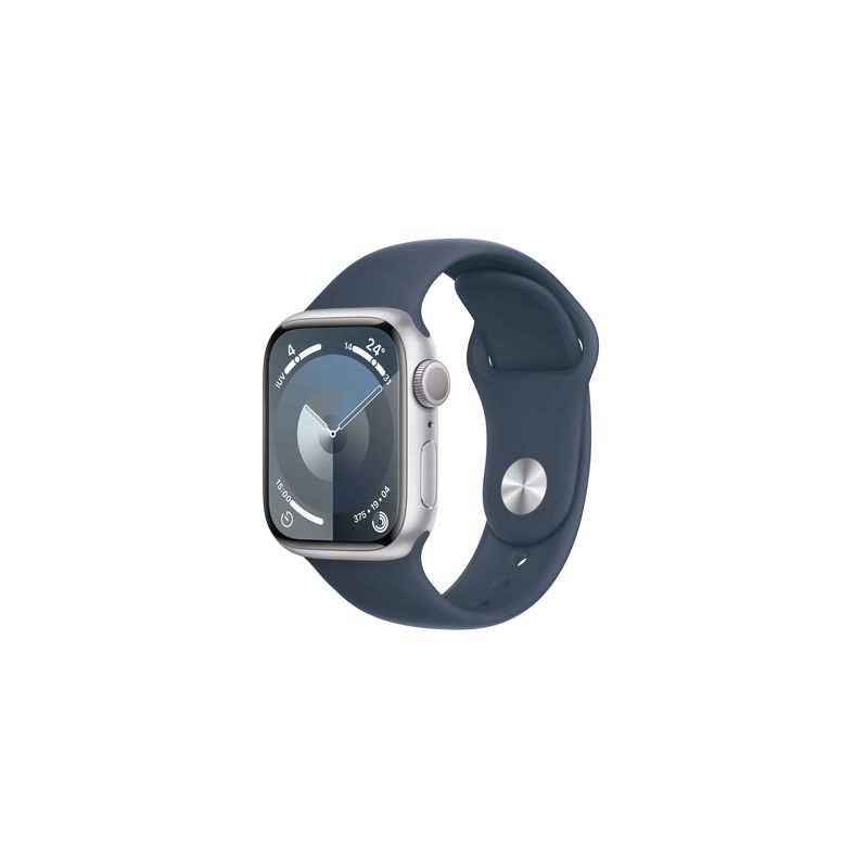 Watch Series 9 GPS 41mm Silver Aluminium Case with Storm Blue Sport Band - M/L