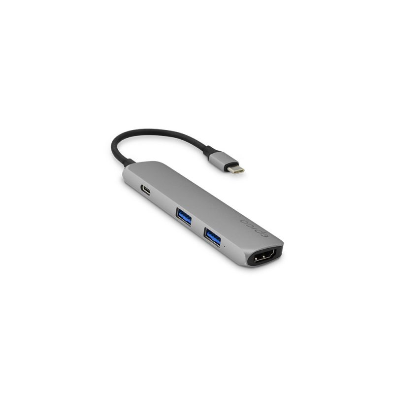 Hub USB-C a 4K HDMI, 2USB-A, USB-C - Gris espacial